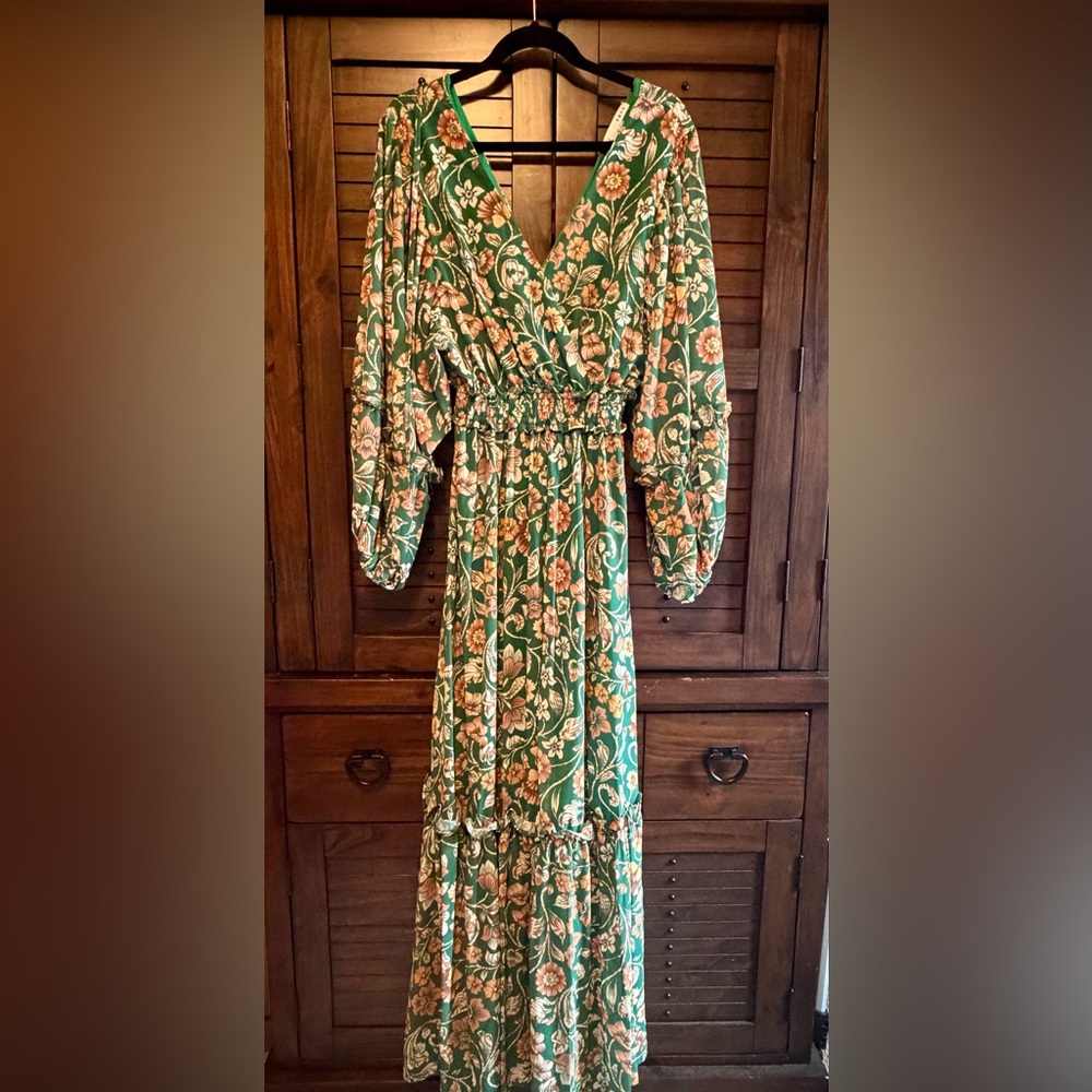 Baltic Born Green Floral Long Sleeve Maxi Dress